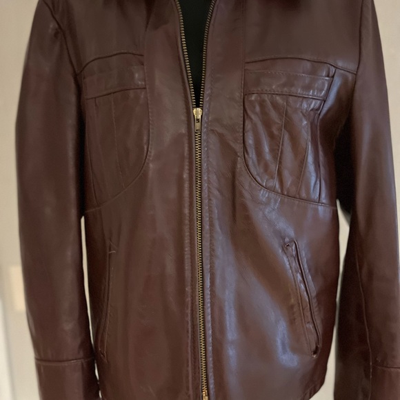 Men's Classic Brown Leather Bomber Jacket